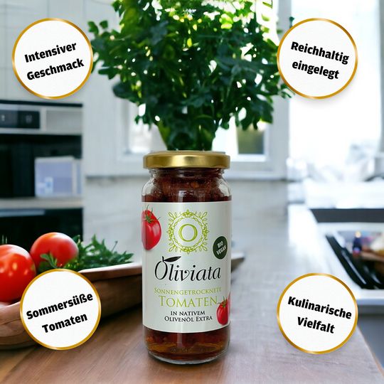 Sonnengetrocknete Bio-Tomaten in Nativem Olivenöl Extra – Intensität und Aroma pur